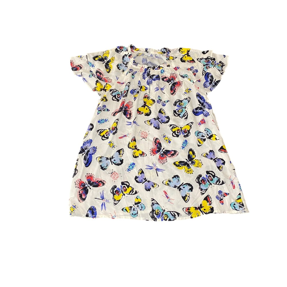 Old Navy~Dolly Loved Butterflies~Flutter Sleeve Top White Multicolor Size M